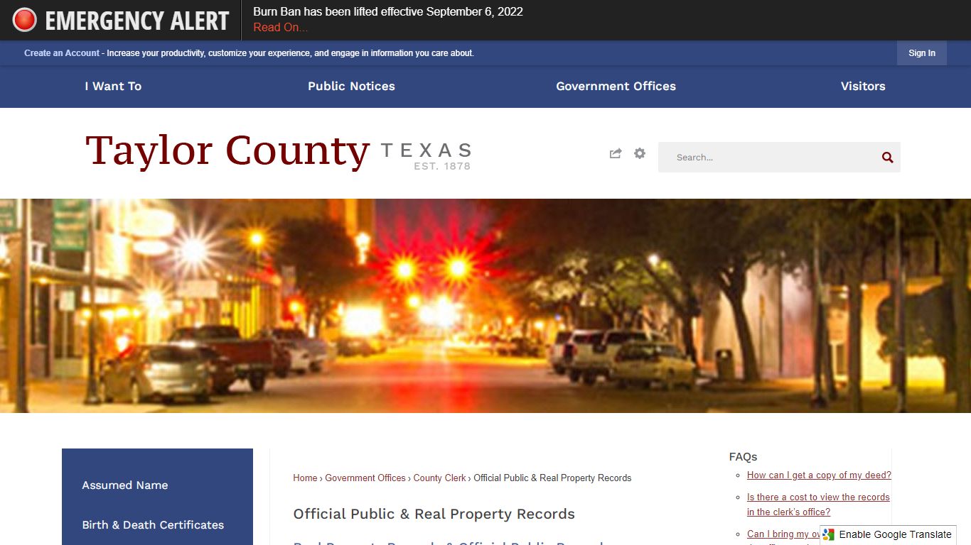 Official Public & Real Property Records - Taylor County, TX